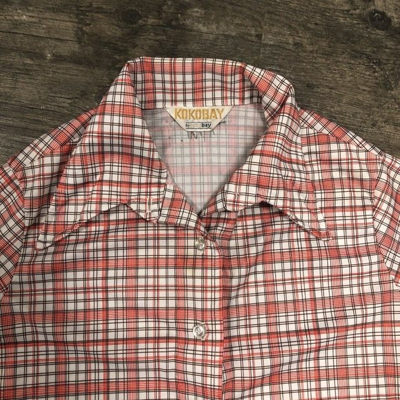 Vintage Kokobay By Eccobay Polyester Button Up‎ Shirt Plaid (NO SIZE TAG) (26) - Picture 7 of 10